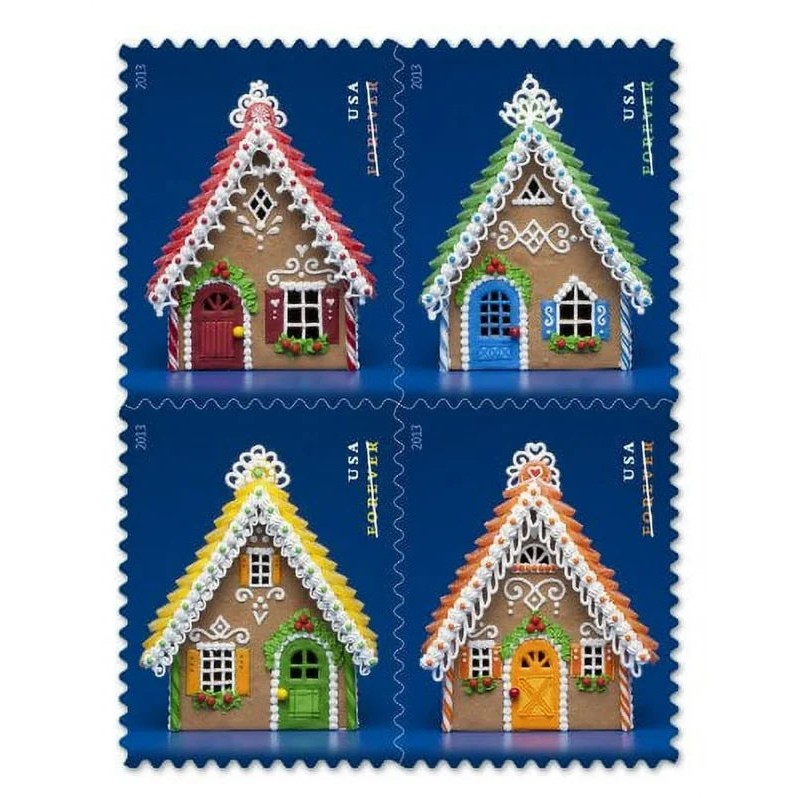 Gingerbread Houses 2013 Forever Stamps — Block of Four, Holiday Issue