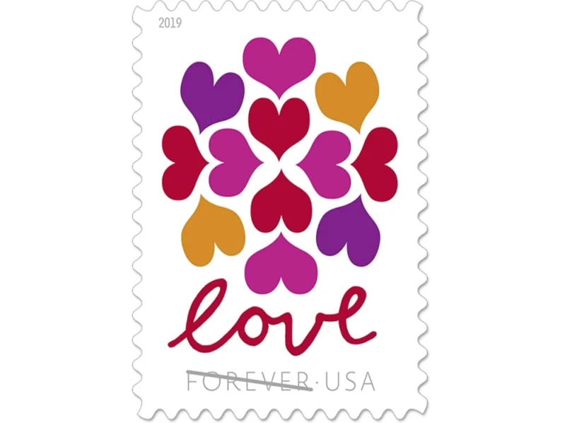 Hearts Blossom 2019 Forever Stamps — Love Message, Pane of 20
