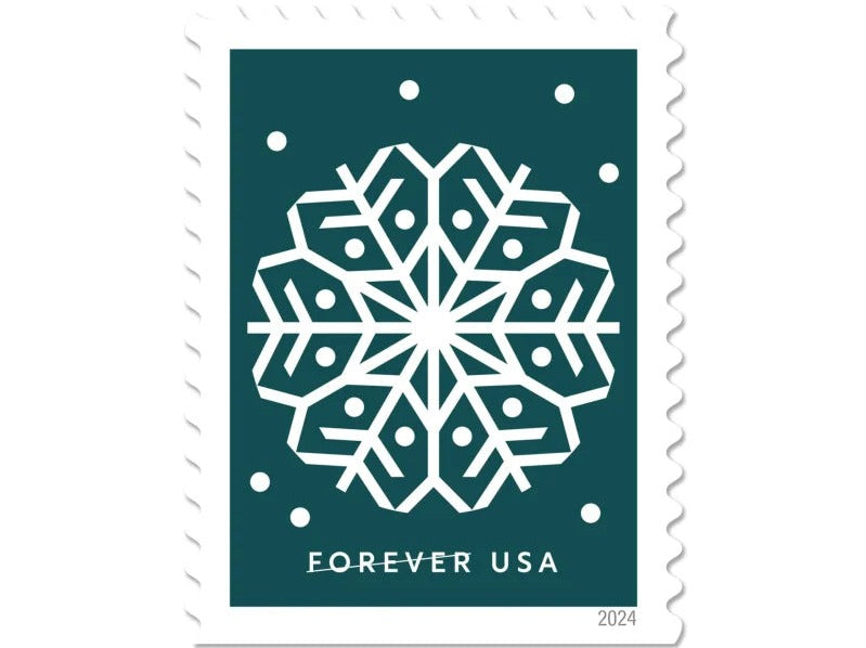 Winter Whimsy 2024 Forever Stamps — Holiday Snowflake Booklet, First-Class Postage