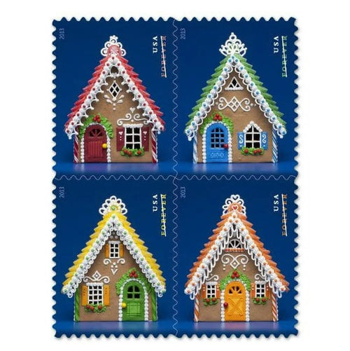 Gingerbread Houses 2013 Forever Stamps — Block of Four, Holiday Issue
