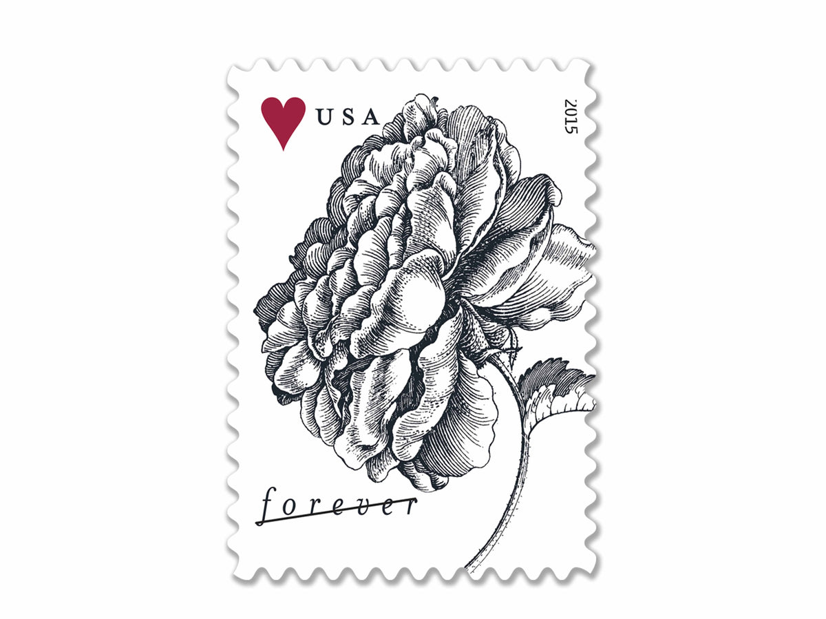 Vintage Rose 2015 Forever Stamps — Wedding RSVP and Thank-You Postage