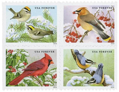 Songbirds in Snow 2016 Forever Stamps — Seasonal Wildlife Issue