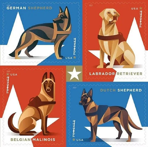 Military Working Dogs 2019 Forever Stamps — Labrador Retriever, Honor & Service