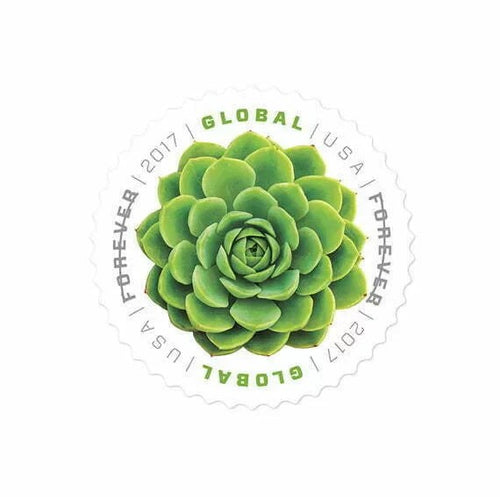 Green Succulent 2017 Global Forever Stamps — Echeveria, International Rate