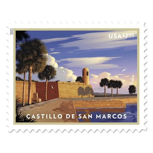 Castillo de San Marcos 2021 $7.95 Stamps — Priority Mail Rate (Not a Forever Stamp)