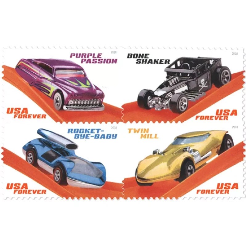 Hot Wheels 2018 Forever Stamps — 50th Anniversary, Panes of 20
