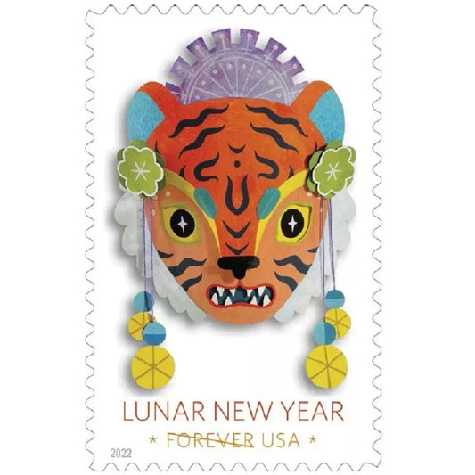 Lunar New Year 2022 Forever Stamps — Year of the Tiger, Foil-Stamped Panes of 20