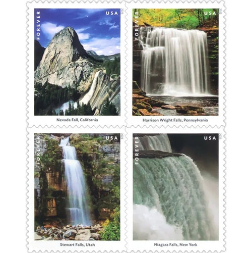 Waterfalls 2023 Forever Stamps — Twelve American Falls, Pane of 12