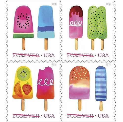 Frozen Treats 2018 Forever Stamps — First U.S. Scratch-and-Sniff Stamps, Booklet of 20