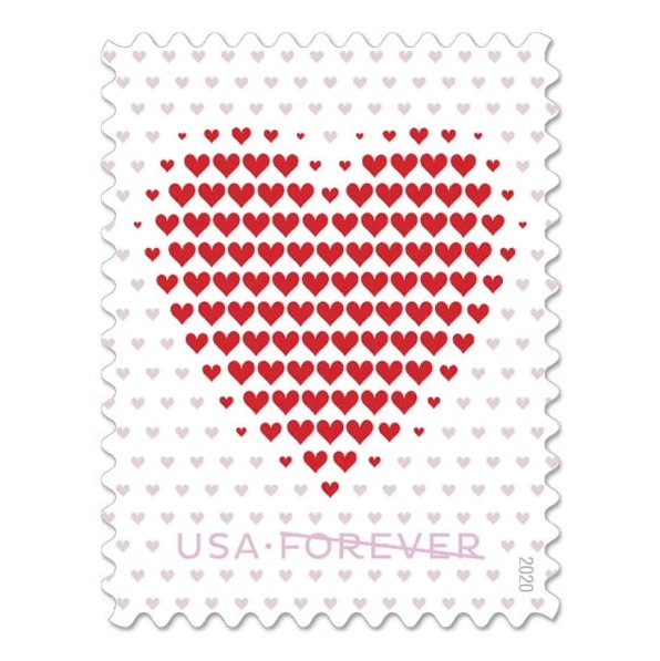 Made of Hearts 2020 Forever Stamps — Love Message Design, Pane of 20