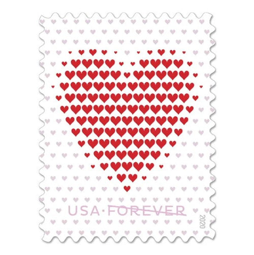 Made of Hearts 2020 Forever Stamps — Love Message Design, Pane of 20