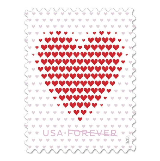 Made of Hearts 2020 Forever Stamps — Love Message Design, Pane of 20