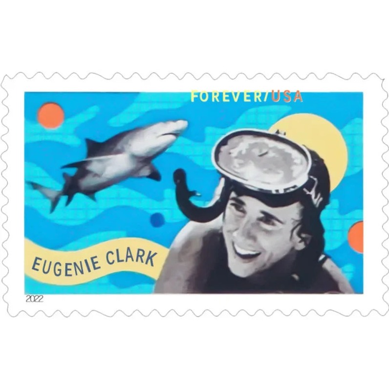 Eugenie Clark 2022 Forever Stamps — The Shark Lady, Pane of 20