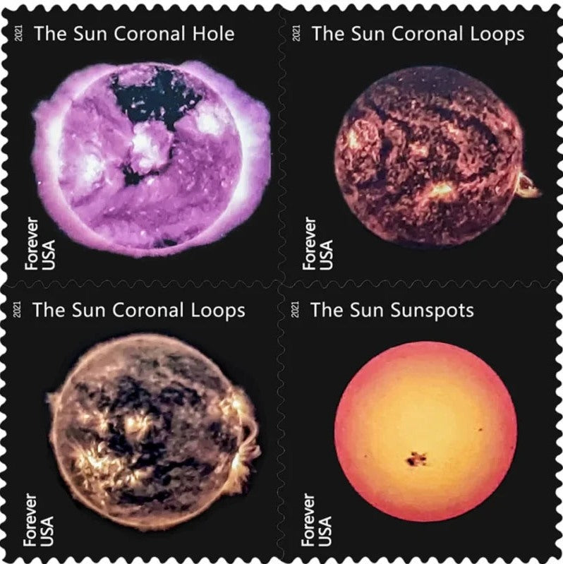 Sun Science 2021 Forever Stamps — Solar Dynamics Observatory Images, Panes of 20