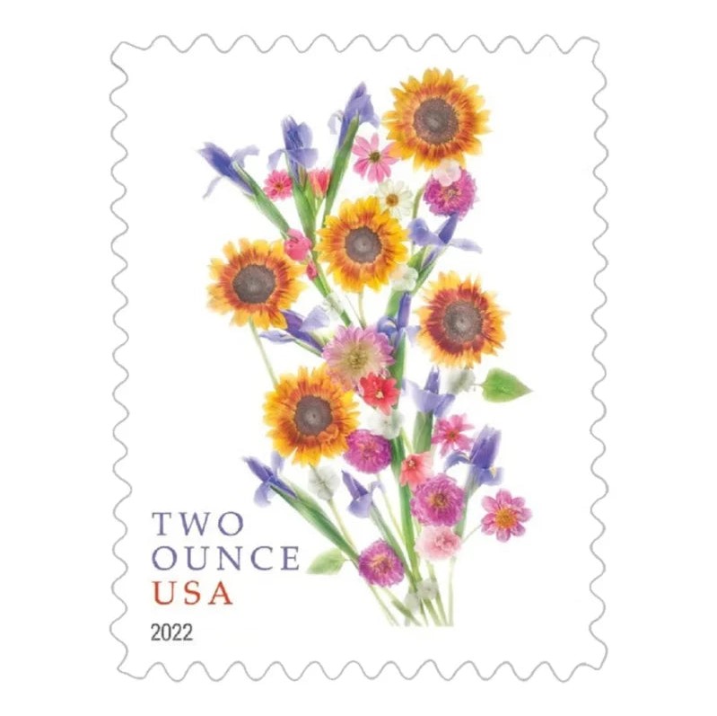 Sunflower Bouquet 2022 Two-Ounce Stamps — Wedding and Invitation Rate (Not a Forever Stamp)