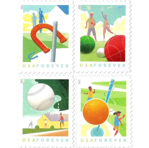 Backyard Games 2021 Forever Stamps — Horseshoes and More, Pane of 16