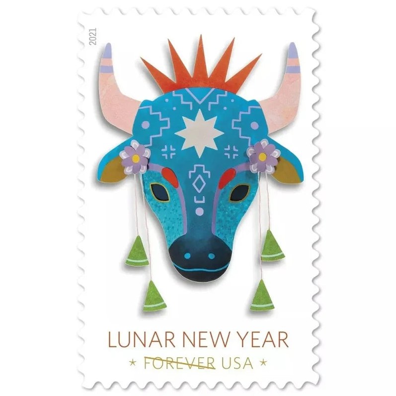Lunar New Year 2021 Forever Stamps — Year of the Ox, Foil-Stamped Pane of 20