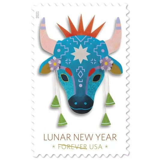 Lunar New Year 2021 Forever Stamps — Year of the Ox, Foil-Stamped Pane of 20