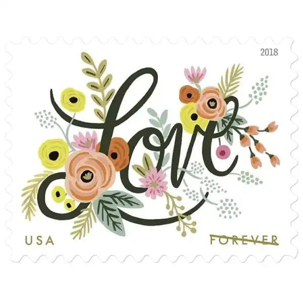 Love Flourishes 2018 Forever Stamps — Wedding and Invitation Postage, Pane of 20
