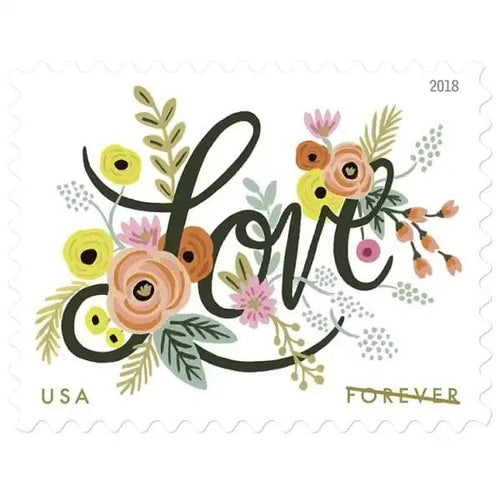 Love Flourishes 2018 Forever Stamps — Wedding and Invitation Postage, Pane of 20