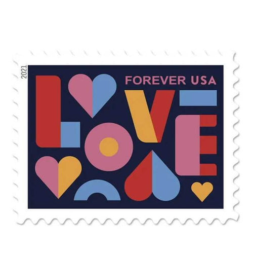 Love 2021 Forever Stamps — Love and Celebration, Pane of 20