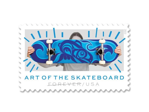 Art of the Skateboard 2023 Forever Stamps — Deck Artistry, $19.99–$149.99, Pane of 20