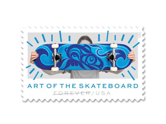 Art of the Skateboard 2023 Forever Stamps — Deck Artistry, $19.99–$149.99, Pane of 20