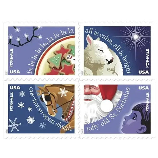 Christmas Carols 2017 Forever Stamps — Double-Sided Booklet of 20