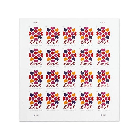 Hearts Blossom stamps, detail