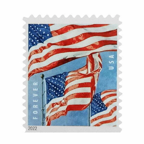 US Flag Postage Stamps, 2022 sheet of 20 USPS Forever Stamps