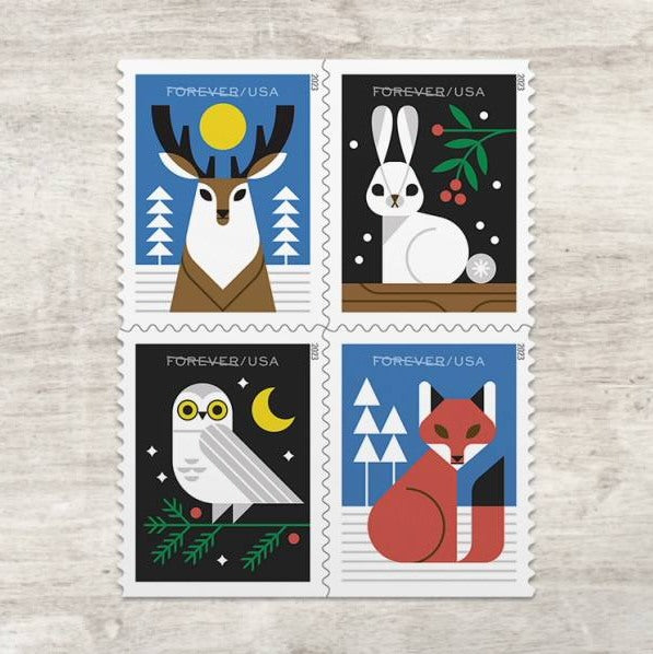 Winter Woodland Animals Stamps