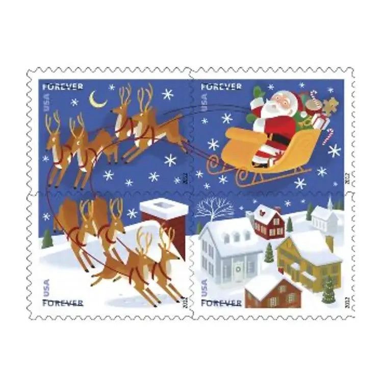 USPS Santa And Sleigh Stamps