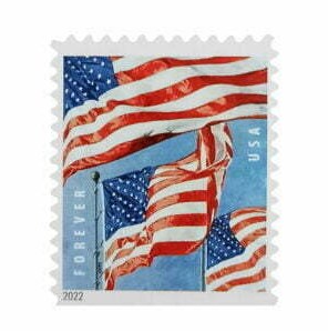 US Flag Postage Stamps, 2022 sheet of 20 USPS Forever Stamps