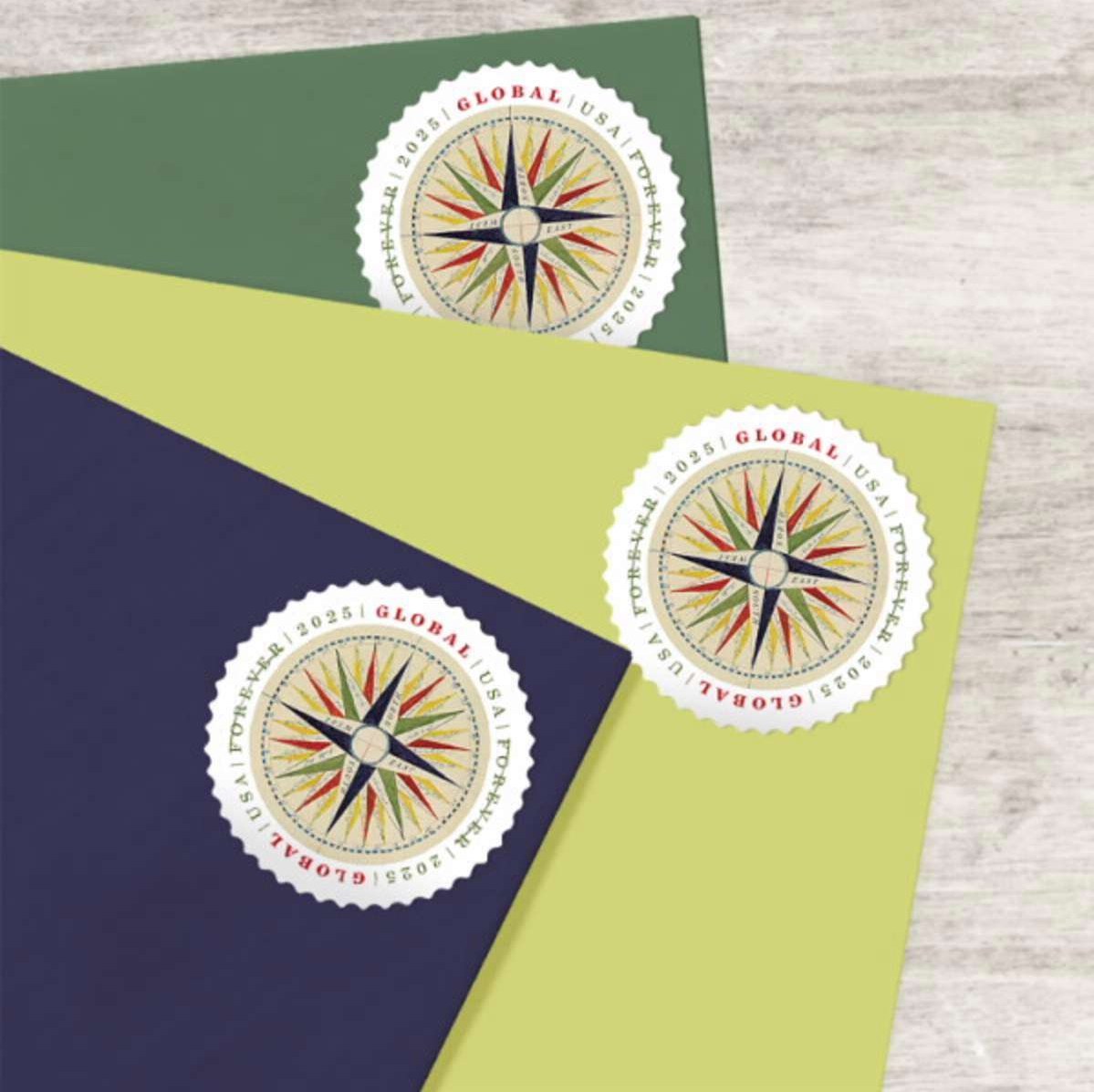 Global Compass Rose stamps, detail