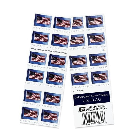 Five books of 20 US Flag Stamps, 100 stamps