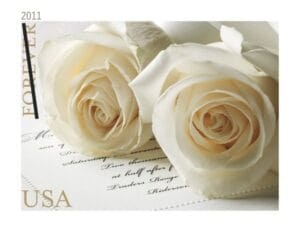 White Wedding Roses Forever Stamps