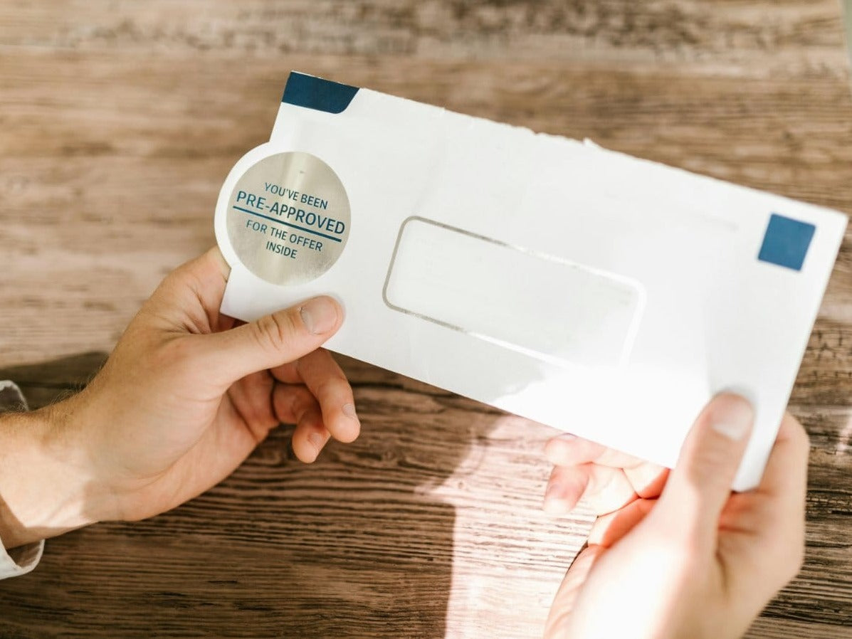 Flag Forever stamps used for a business mailing campaign