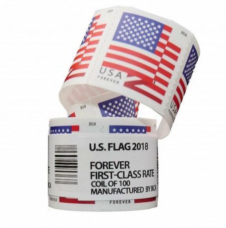 US Flag Forever stamps, coil roll of 100
