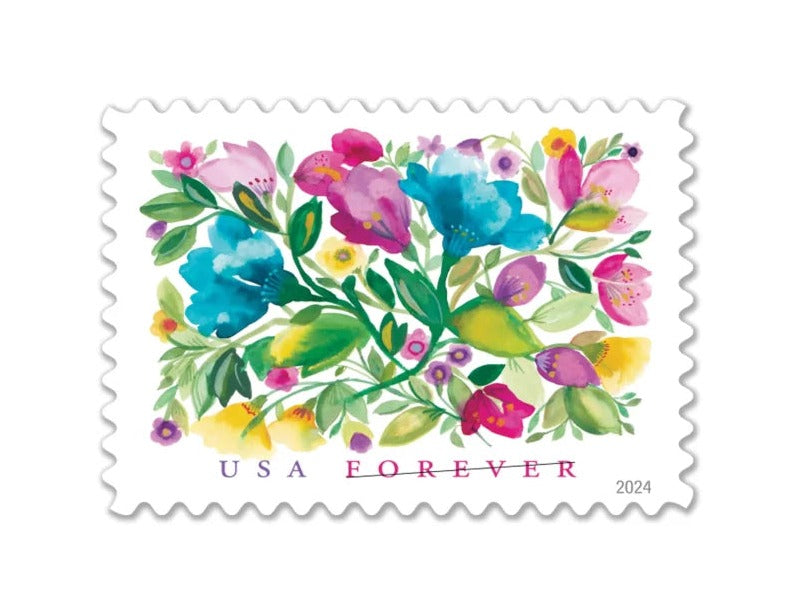 Celebration Blooms 2024 Forever Stamps — Abstract Floral Issue, First-Class Postage