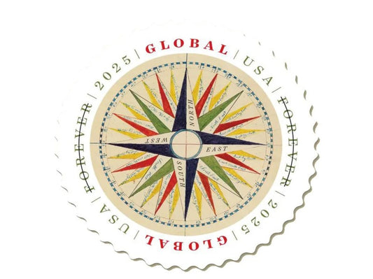 2025 Compass Rose Global Forever Stamps — International Mailing, 1 oz Worldwide