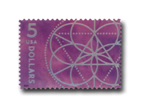 Floral Geometry 2022 $5 Stamps — Sacred Geometry Design (Not a Forever Stamp)