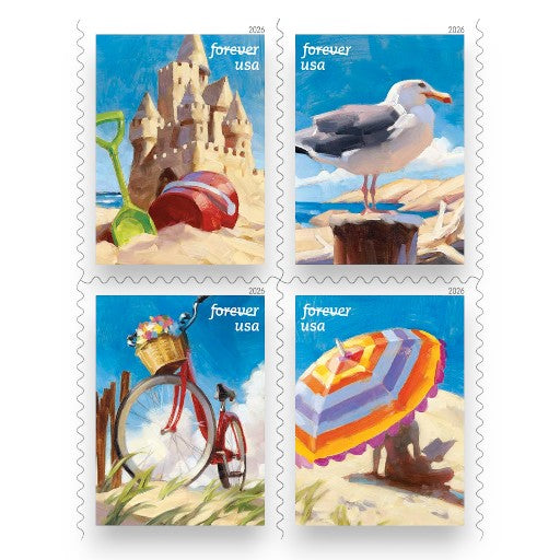 A Day at the Beach 2026 Forever Stamps — Summer Scenes, Pane of 20