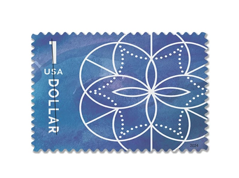 Floral Geometry 2024 $1 Stamps — Art Collection for Packages (Not a Forever Stamp)