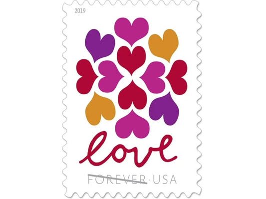 Hearts Blossom 2019 Forever Stamps — Love Message, Pane of 20