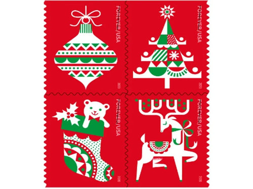 Holiday Delights 2020 Forever Stamps — Seasonal Issue, Double-Sided Booklet of 20