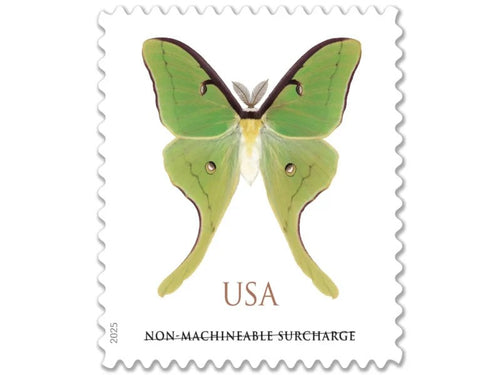 Luna Moth 2025 $1.27 Non-Machineable Surcharge Stamps — Nature Series (Not a Forever Stamp)