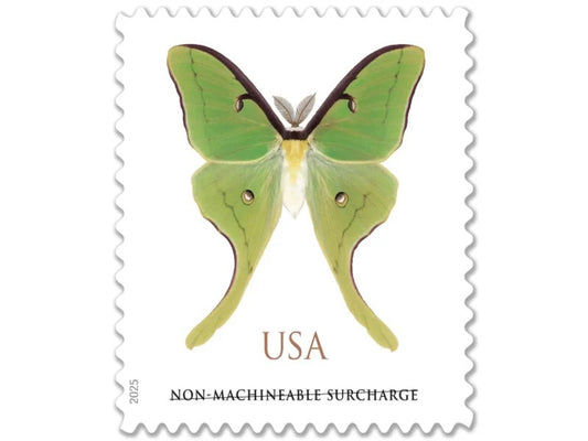 Luna Moth 2025 $1.27 Non-Machineable Surcharge Stamps — Nature Series (Not a Forever Stamp)