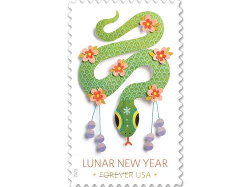 Lunar New Year 2025 Forever Stamps — Year of the Snake, First-Class Postage