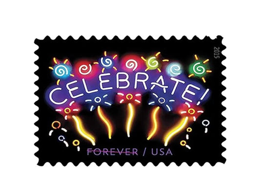 Neon Celebrate! 2015 Forever Stamps — America's First Neon Stamp