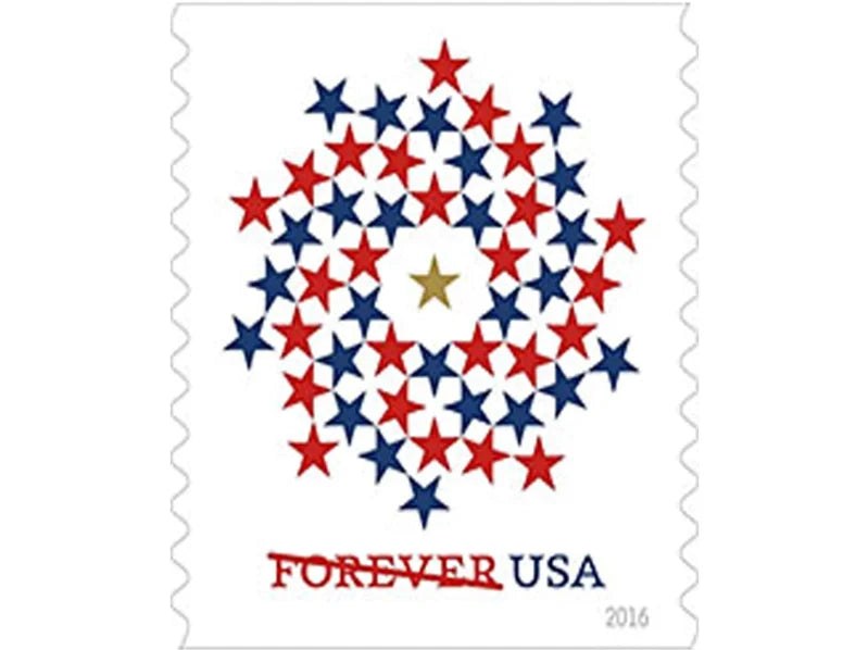 Patriotic Spiral 2016 Forever Stamps — Modern Flag Design, First-Class Postage